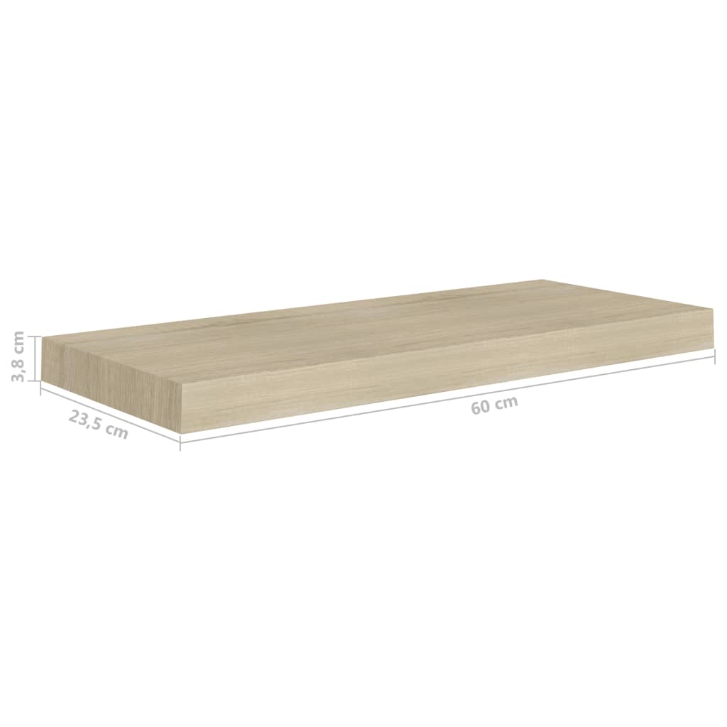 Kelluvat seinähyllyt 4 kpl tammi 60x23,5x3,8 cm - Sisustajankoti.fi