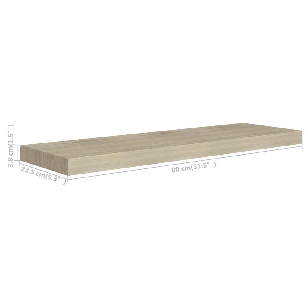 Kelluva seinähylly tammi 80x23,5x3,8 cm MDF - Sisustajankoti.fi
