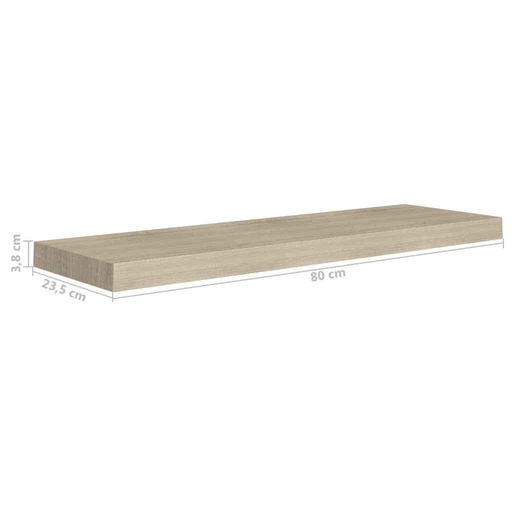 Kelluvat seinähyllyt 2 kpl tammi 80x23,5x3,8 cm MDF - Sisustajankoti.fi