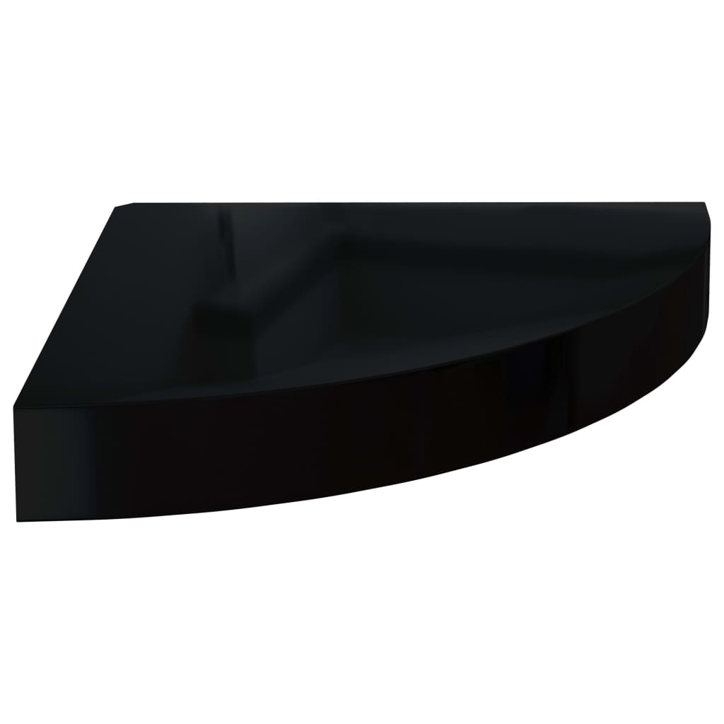 Kelluvat kulmahyllyt 2 kpl korkeakiilto musta 25x25x3,8 cm MDF - Sisustajankoti.fi