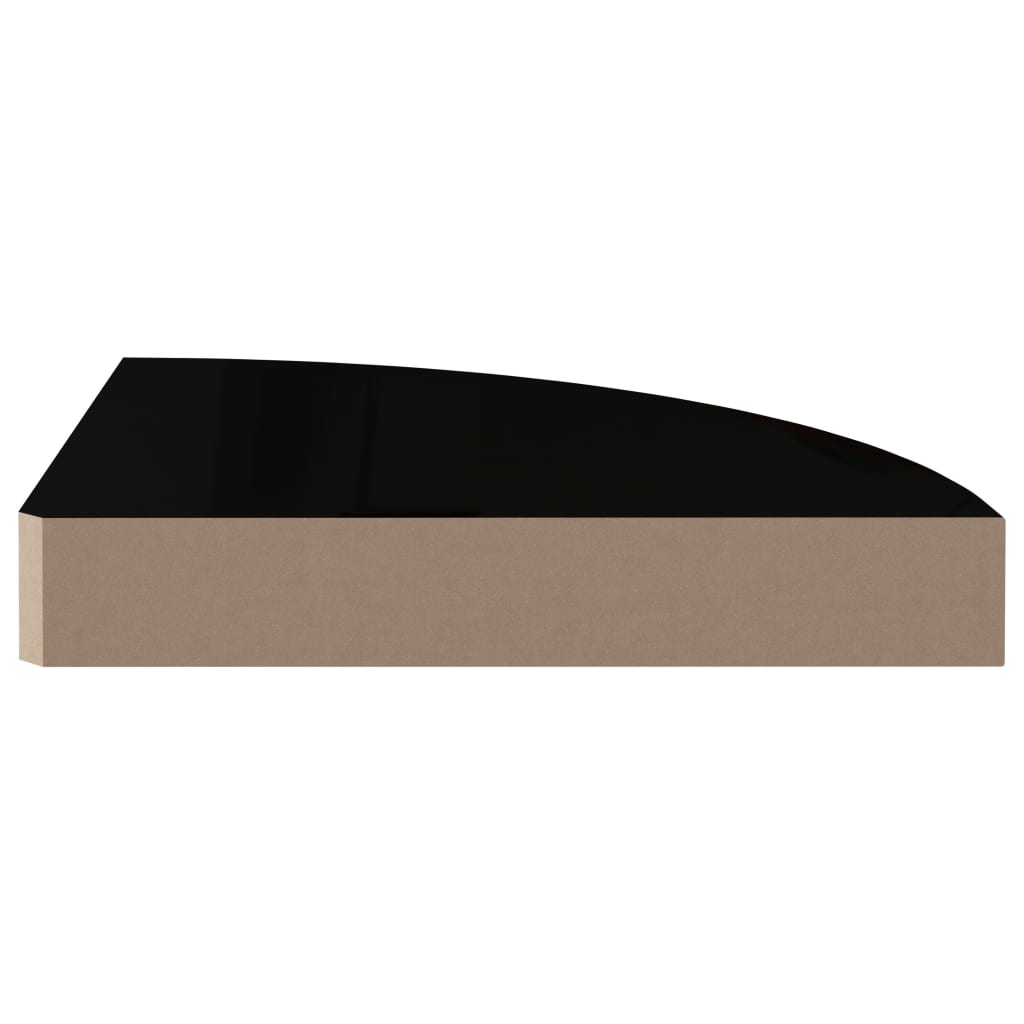 Kelluvat kulmahyllyt 2 kpl korkeakiilto musta 25x25x3,8 cm MDF - Sisustajankoti.fi