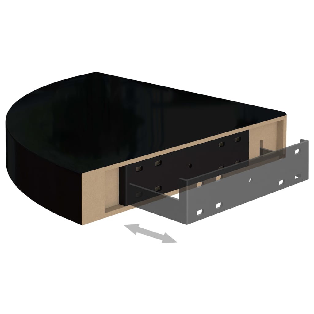Kelluvat kulmahyllyt 2 kpl korkeakiilto musta 25x25x3,8 cm MDF - Sisustajankoti.fi