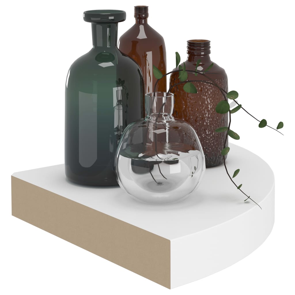 Kelluvat kulmahyllyt 2 kpl valkoinen 25x25x3,8 cm MDF - Sisustajankoti.fi