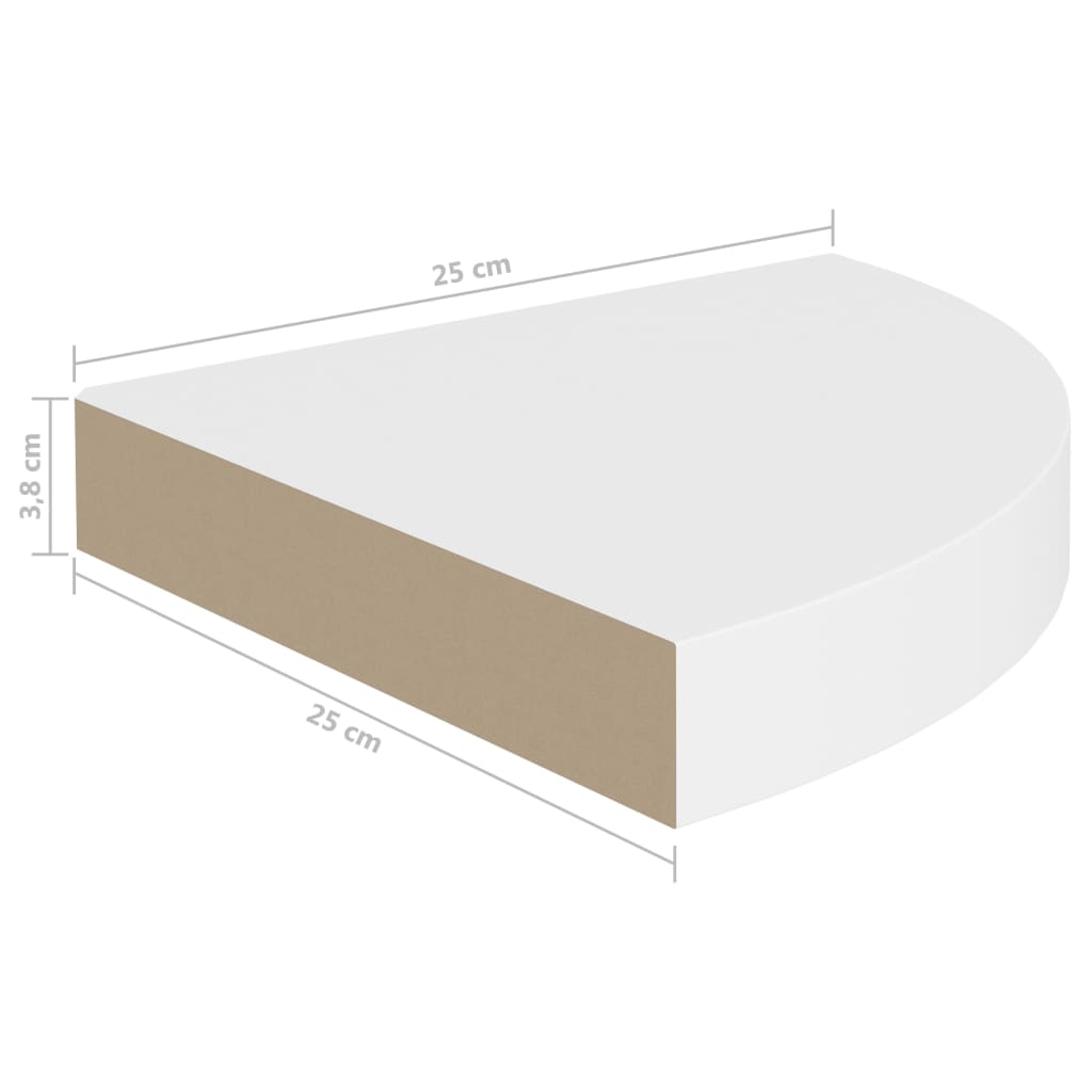 Kelluvat kulmahyllyt 2 kpl valkoinen 25x25x3,8 cm MDF - Sisustajankoti.fi