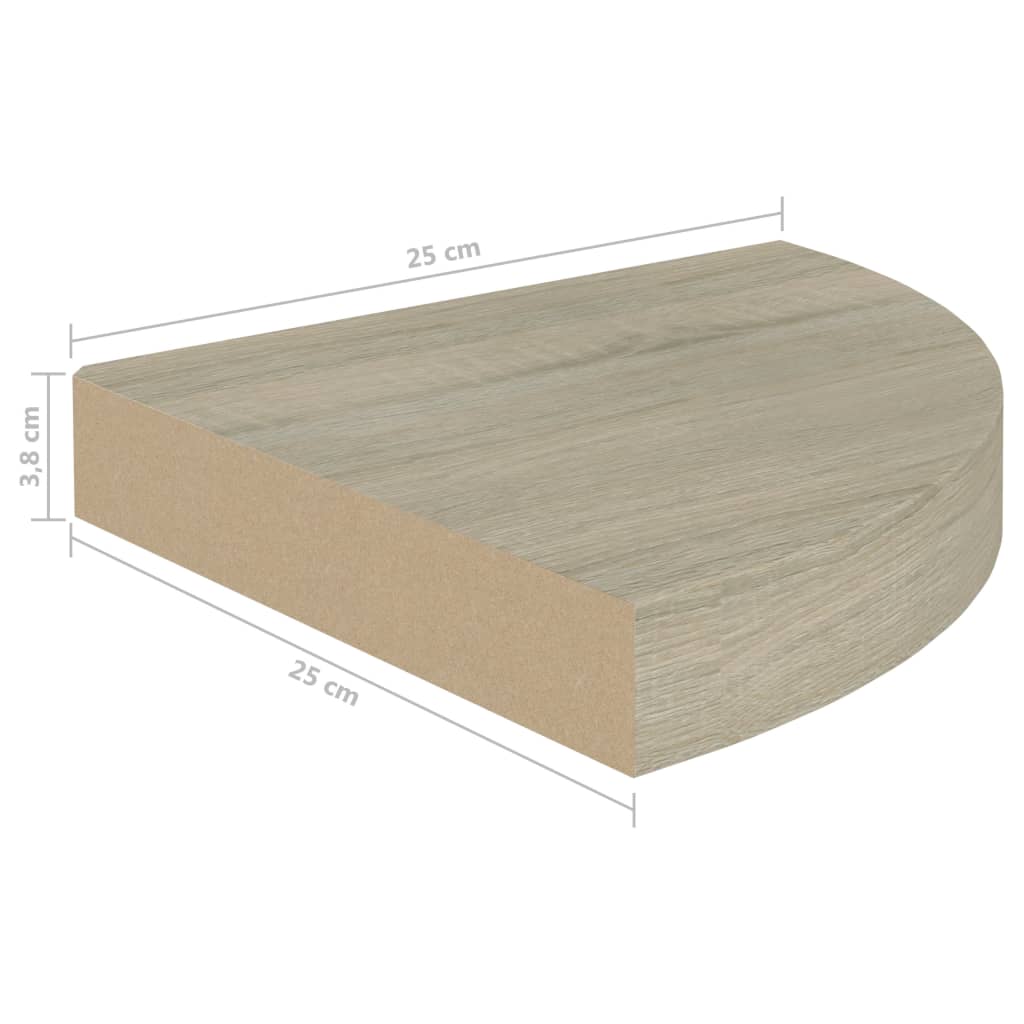 Kelluvat kulmahyllyt 2 kpl tammi 25x25x3,8 cm MDF - Sisustajankoti.fi