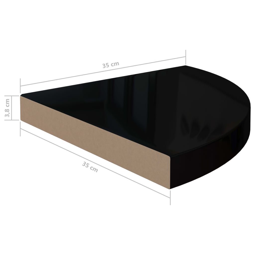 Kelluva kulmahylly korkeakiilto musta 35x35x3,8 cm MDF - Sisustajankoti.fi
