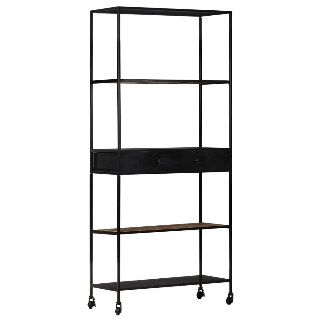 Kirjahylly 90x35x180 cm karkea mangopuu ja rauta - Sisustajankoti.fi