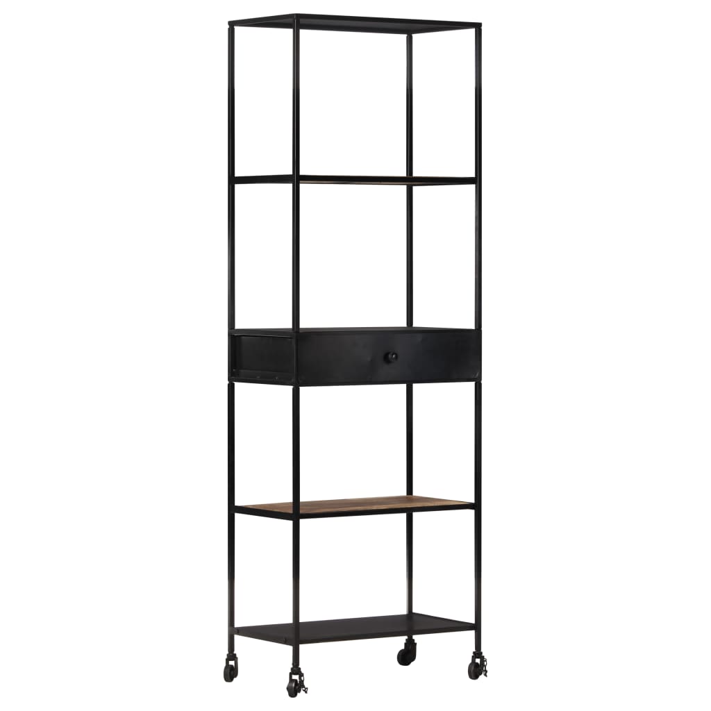 Kirjahylly 60x35x180 cm karkea mangopuu ja rauta - Sisustajankoti.fi