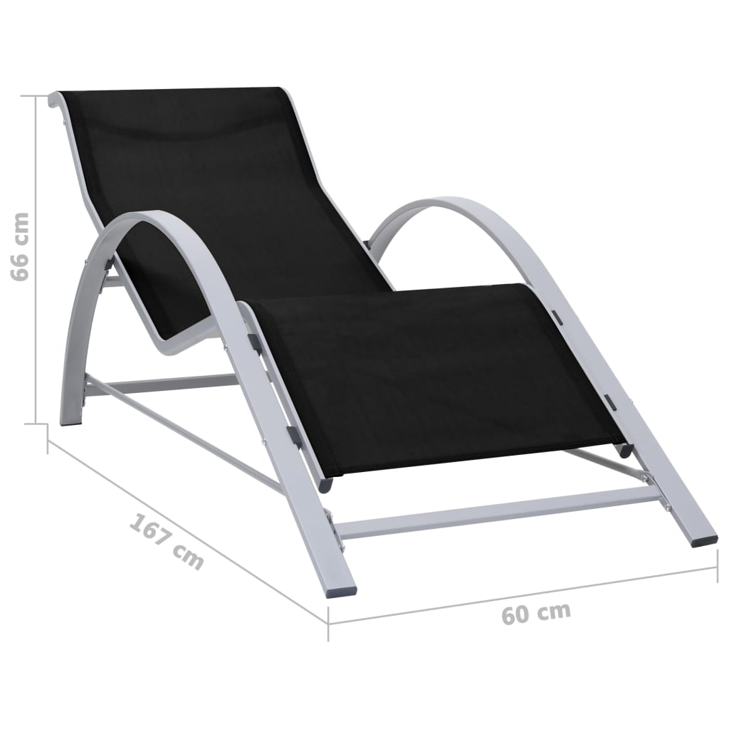 Aurinkotuoli textilene ja alumiini musta - Sisustajankoti.fi