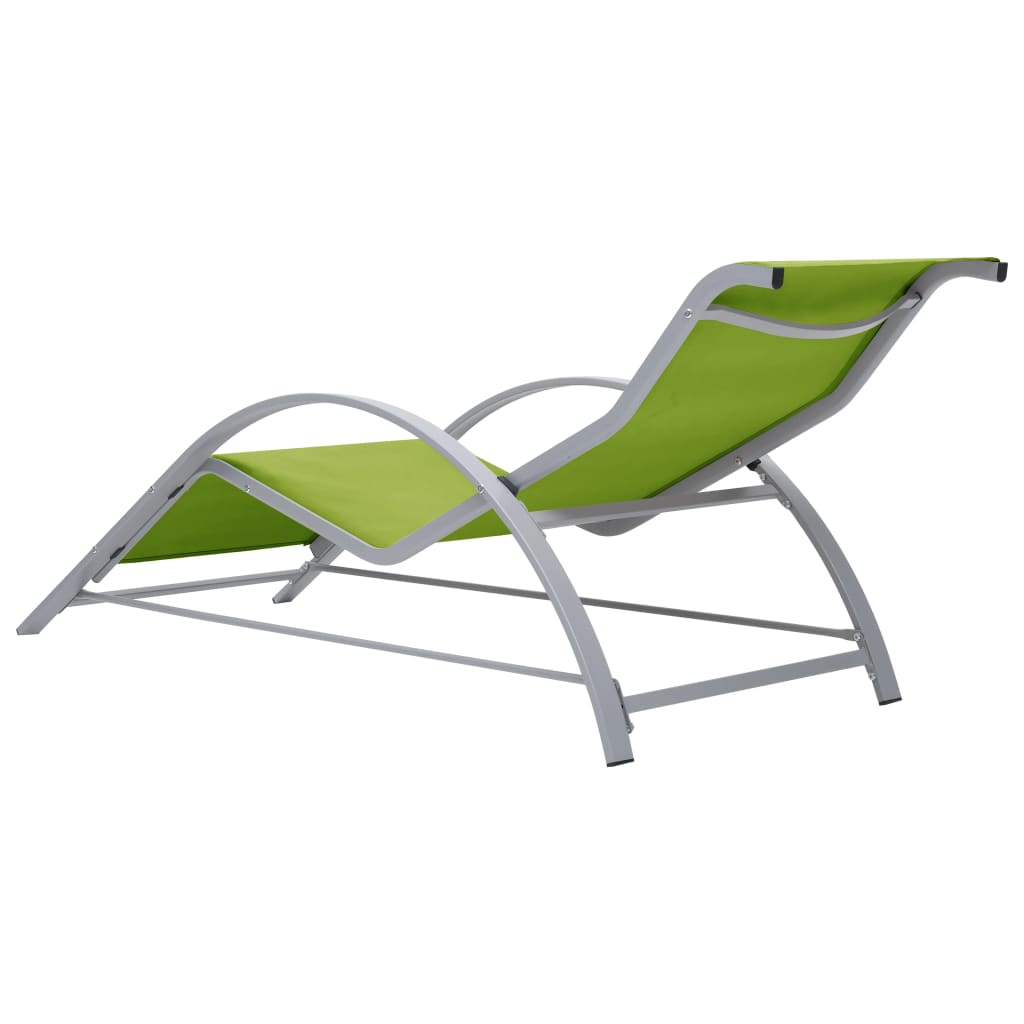 310540 Sun Loungers 2 pcs with Table Aluminium Green - Sisustajankoti.fi
