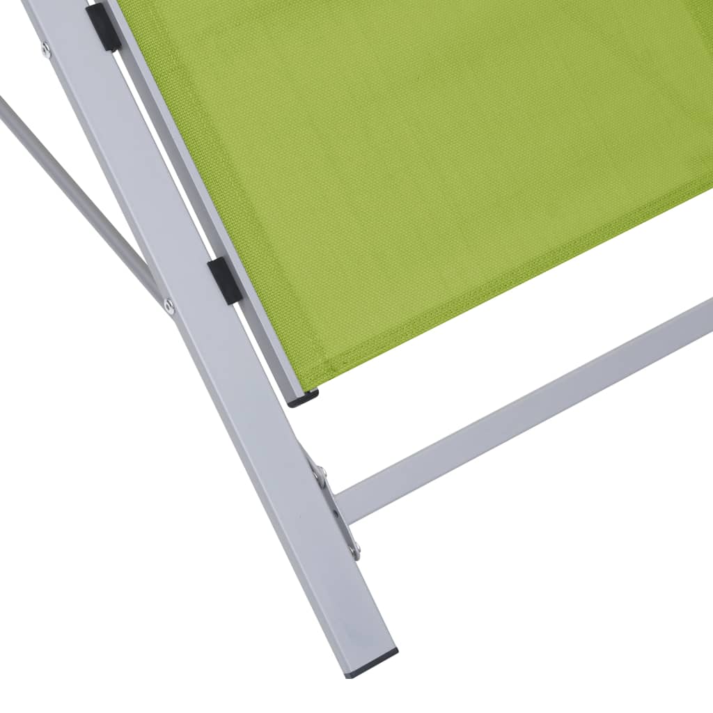 310540 Sun Loungers 2 pcs with Table Aluminium Green - Sisustajankoti.fi