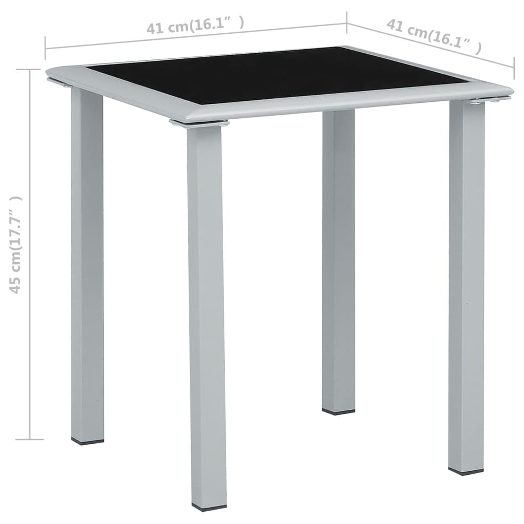 Puutarhapöytä musta ja hopea 41x41x45 cm teräs ja lasi - Sisustajankoti.fi