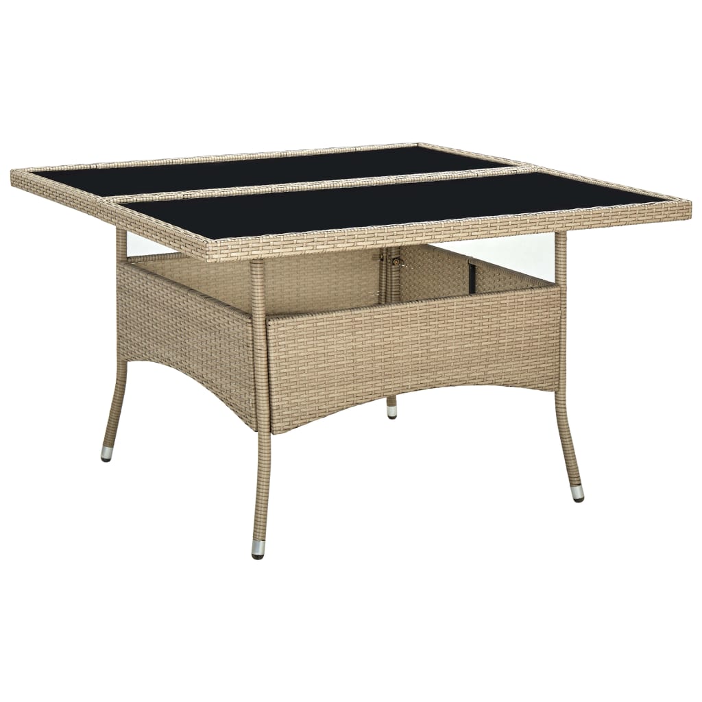 Ulkoruokapöytä beige polyrottinki ja lasi - Sisustajankoti.fi