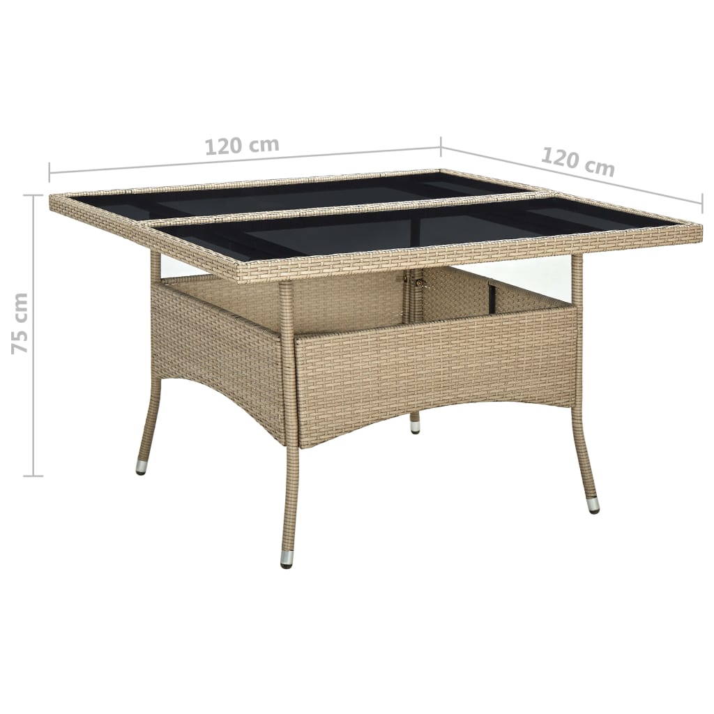Ulkoruokapöytä beige polyrottinki ja lasi - Sisustajankoti.fi