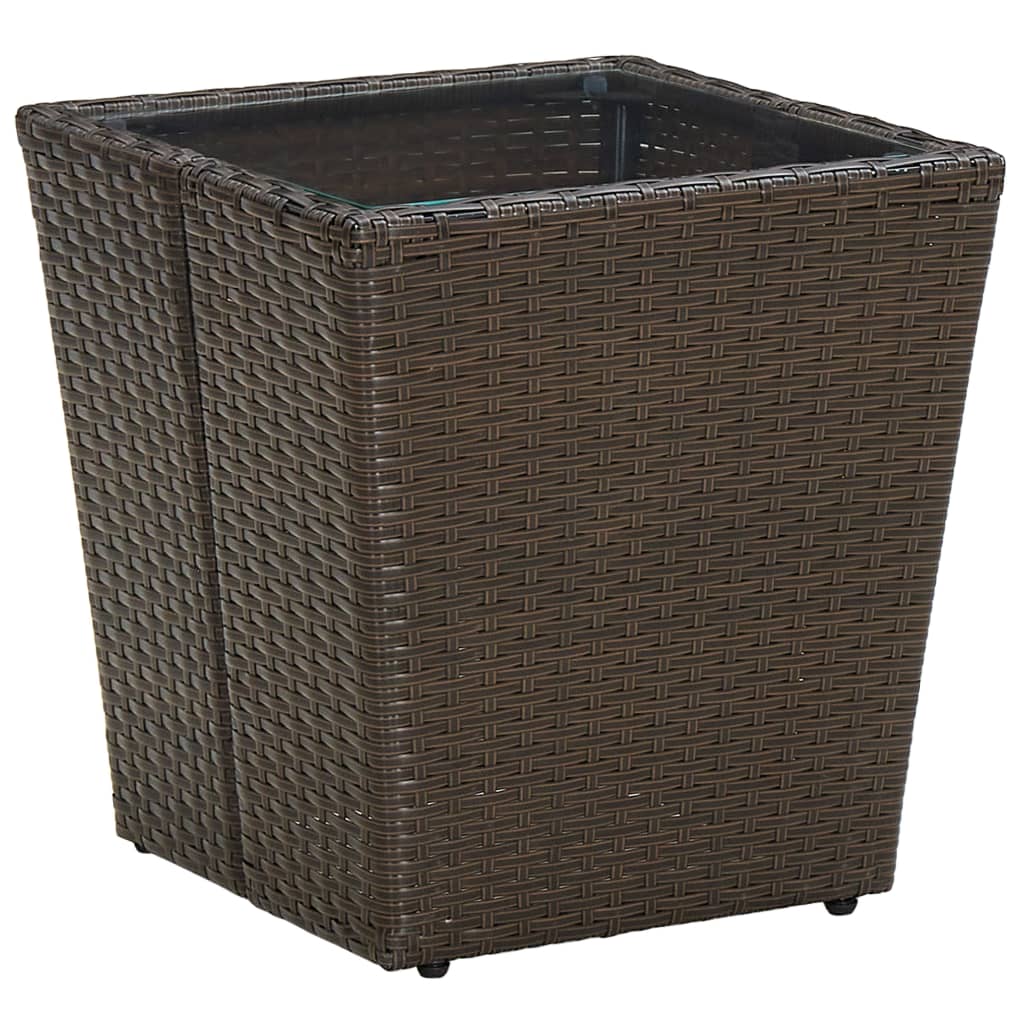 Teepöytä ruskea 41,5x41,5x44 cm polyrottinki ja karkaistu lasi - Sisustajankoti.fi