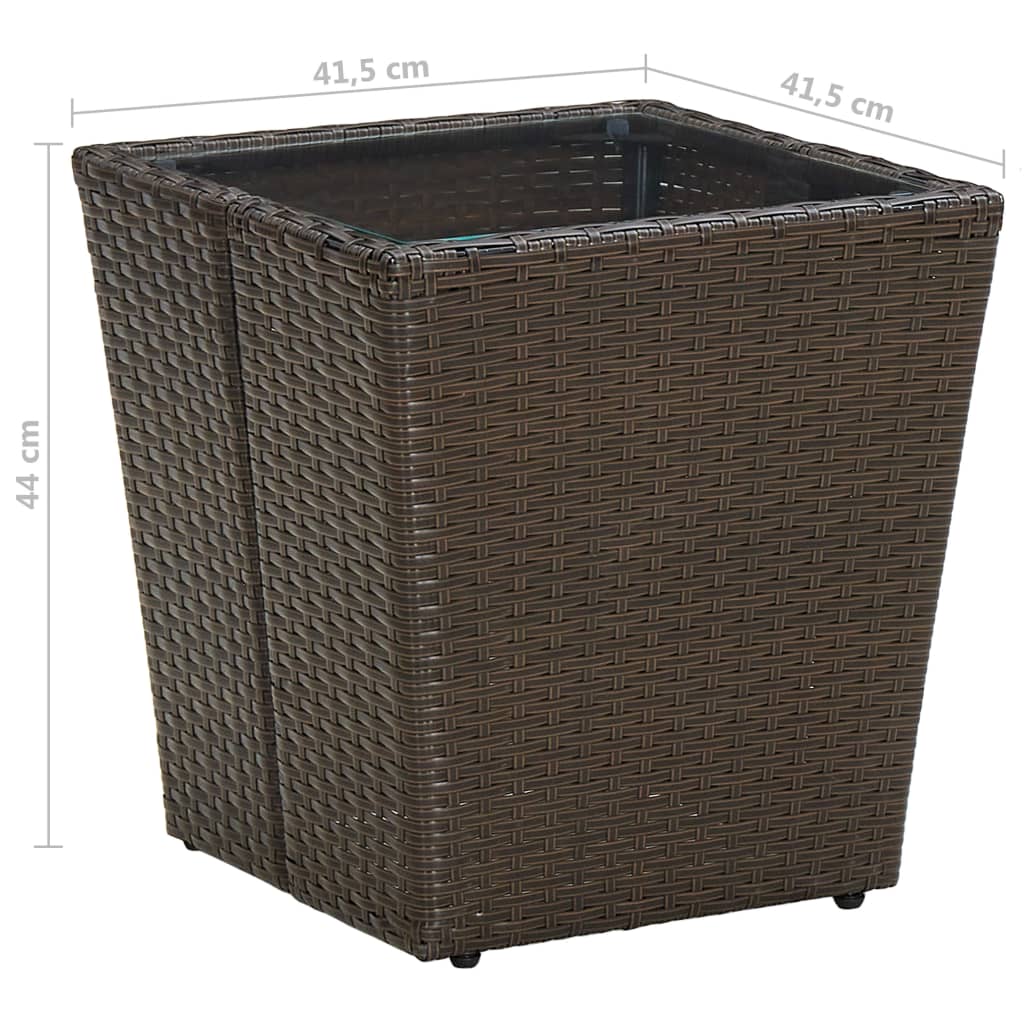 Teepöytä ruskea 41,5x41,5x44 cm polyrottinki ja karkaistu lasi - Sisustajankoti.fi