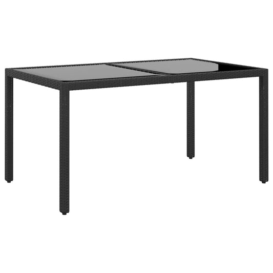 Puutarhapöytä 150x90x75cm karkaistu lasi ja polyrottinki musta - Sisustajankoti.fi