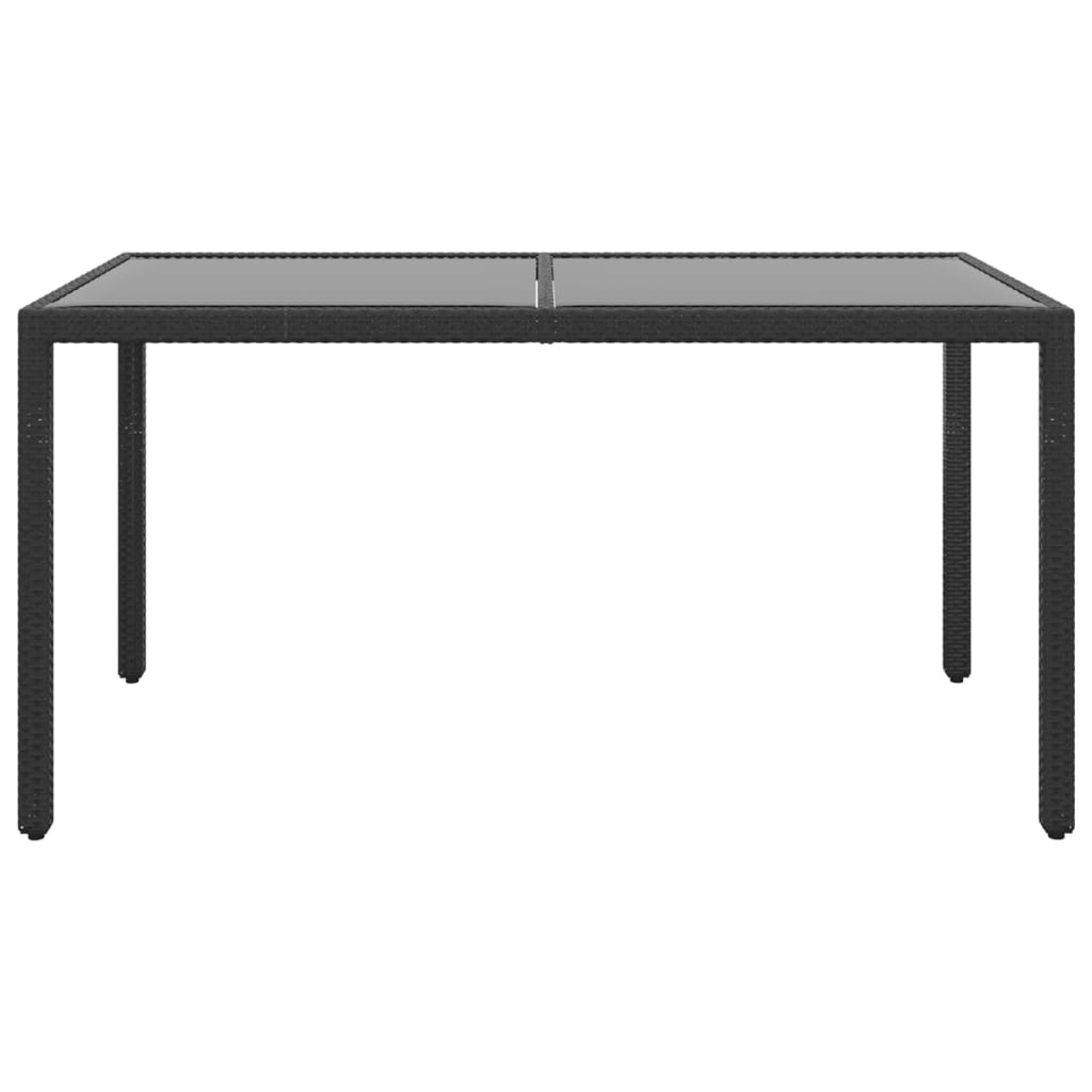 Puutarhapöytä 150x90x75cm karkaistu lasi ja polyrottinki musta - Sisustajankoti.fi