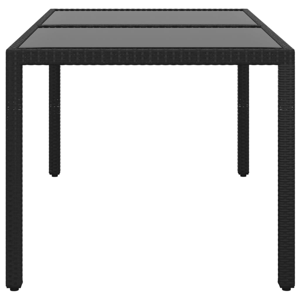 Puutarhapöytä 150x90x75cm karkaistu lasi ja polyrottinki musta - Sisustajankoti.fi