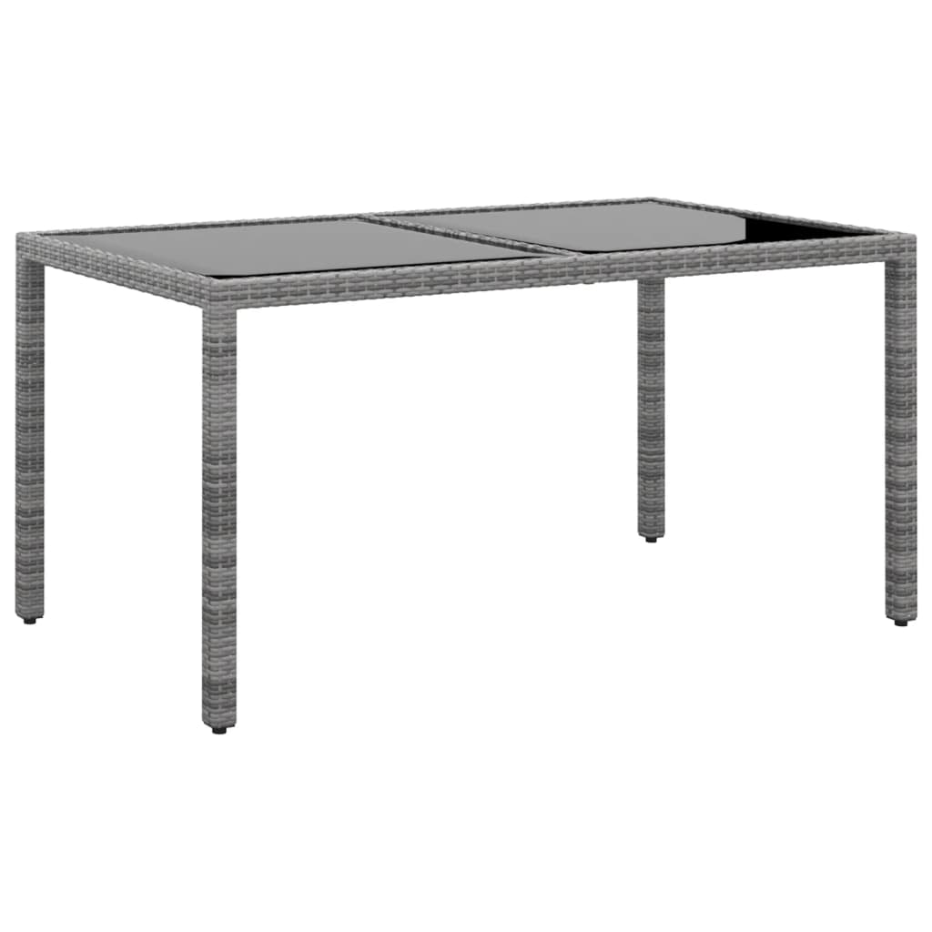 Puutarhapöytä 150x90x75cm karkaistu lasi ja polyrottinki harmaa - Sisustajankoti.fi