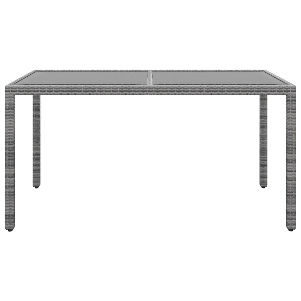 Puutarhapöytä 150x90x75cm karkaistu lasi ja polyrottinki harmaa - Sisustajankoti.fi