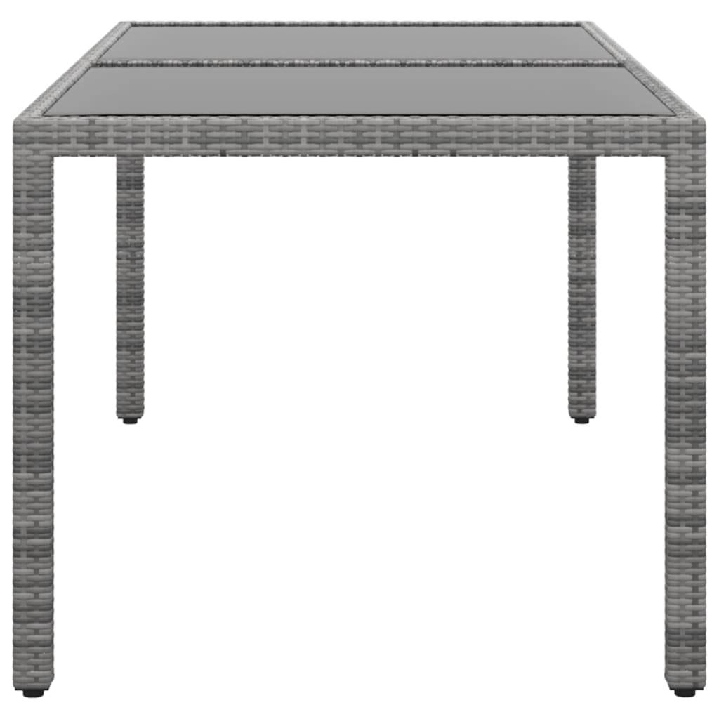 Puutarhapöytä 150x90x75cm karkaistu lasi ja polyrottinki harmaa - Sisustajankoti.fi