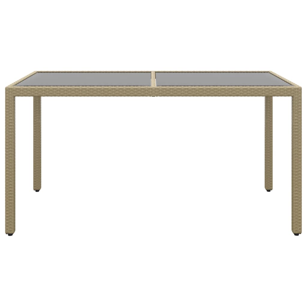 Puutarhapöytä 150x90x75cm karkaistu lasi ja polyrottinki beige - Sisustajankoti.fi