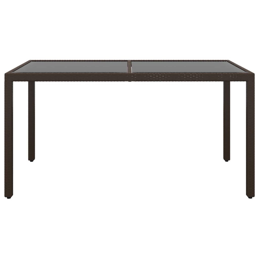 Puutarhapöytä 150x90x75cm karkaistu lasi ja polyrottinki ruskea - Sisustajankoti.fi