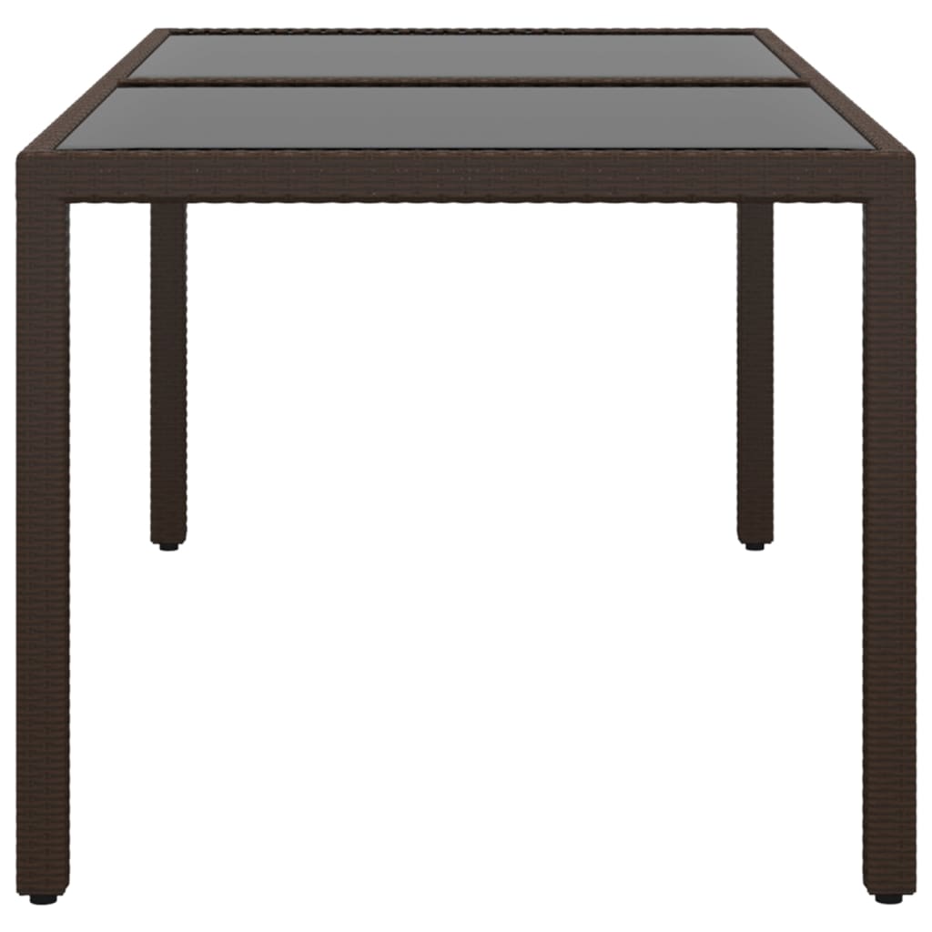 Puutarhapöytä 150x90x75cm karkaistu lasi ja polyrottinki ruskea - Sisustajankoti.fi