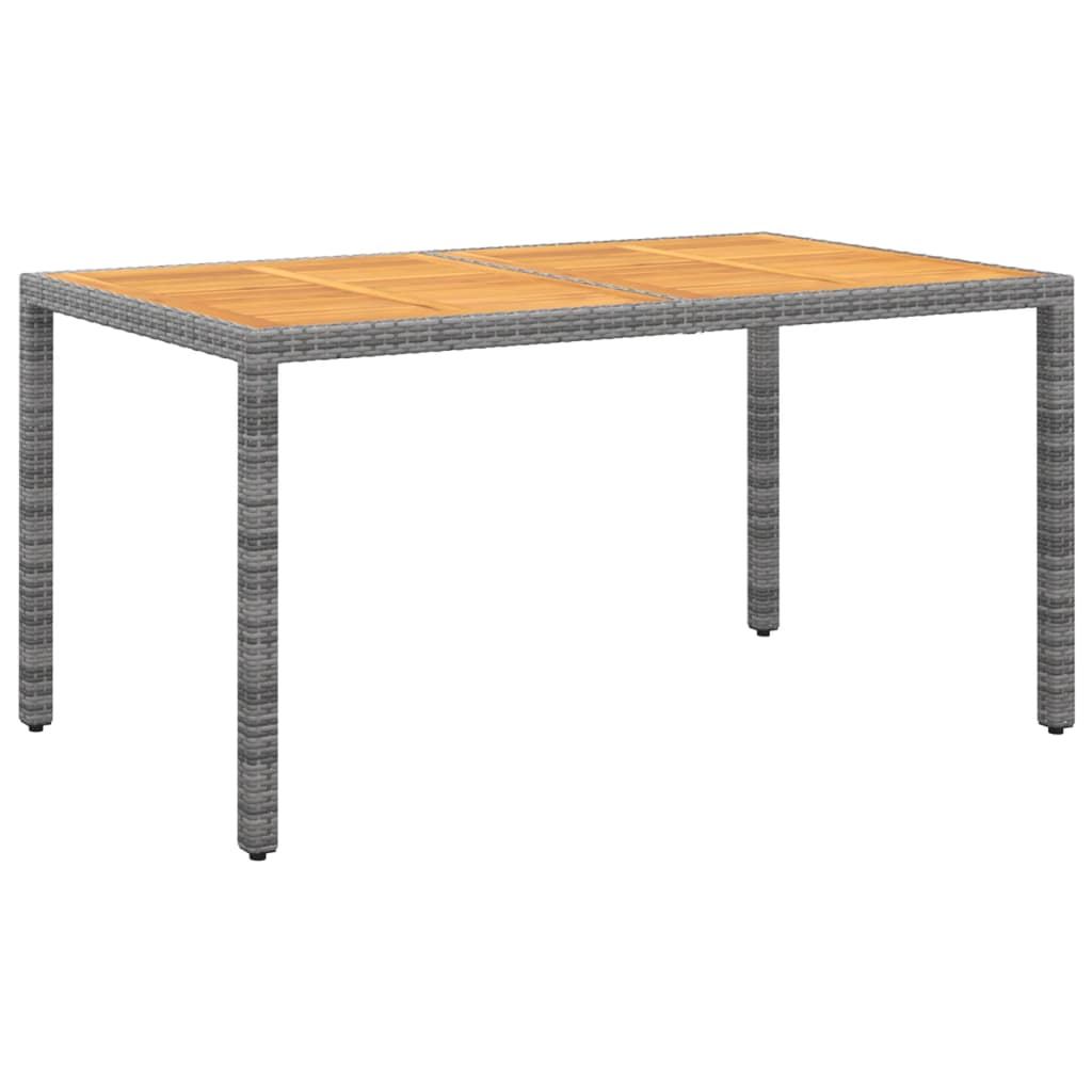 Puutarhapöytä 150x90x75cm akaasiapuu ja polyrottinki harmaa - Sisustajankoti.fi
