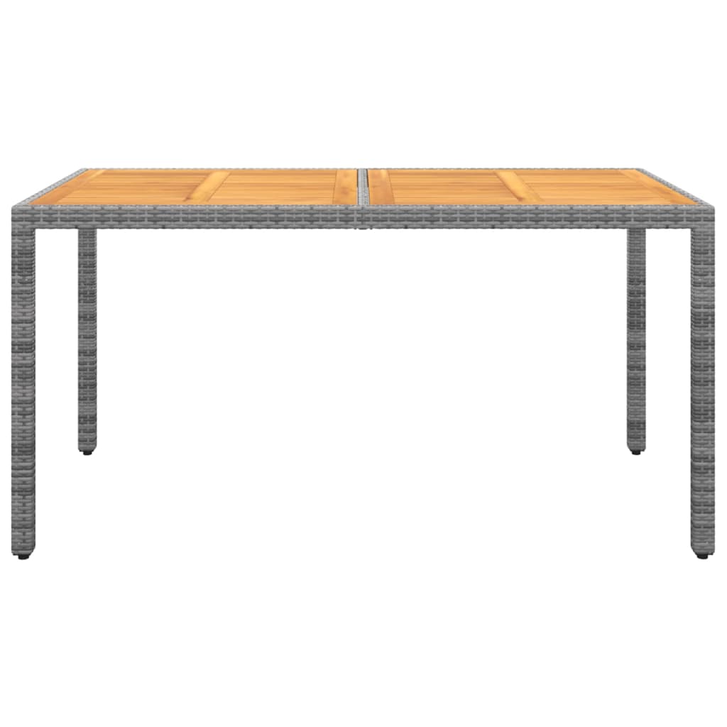 Puutarhapöytä 150x90x75cm akaasiapuu ja polyrottinki harmaa - Sisustajankoti.fi