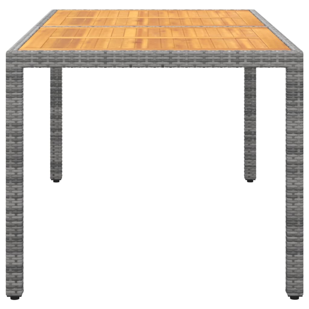 Puutarhapöytä 150x90x75cm akaasiapuu ja polyrottinki harmaa - Sisustajankoti.fi