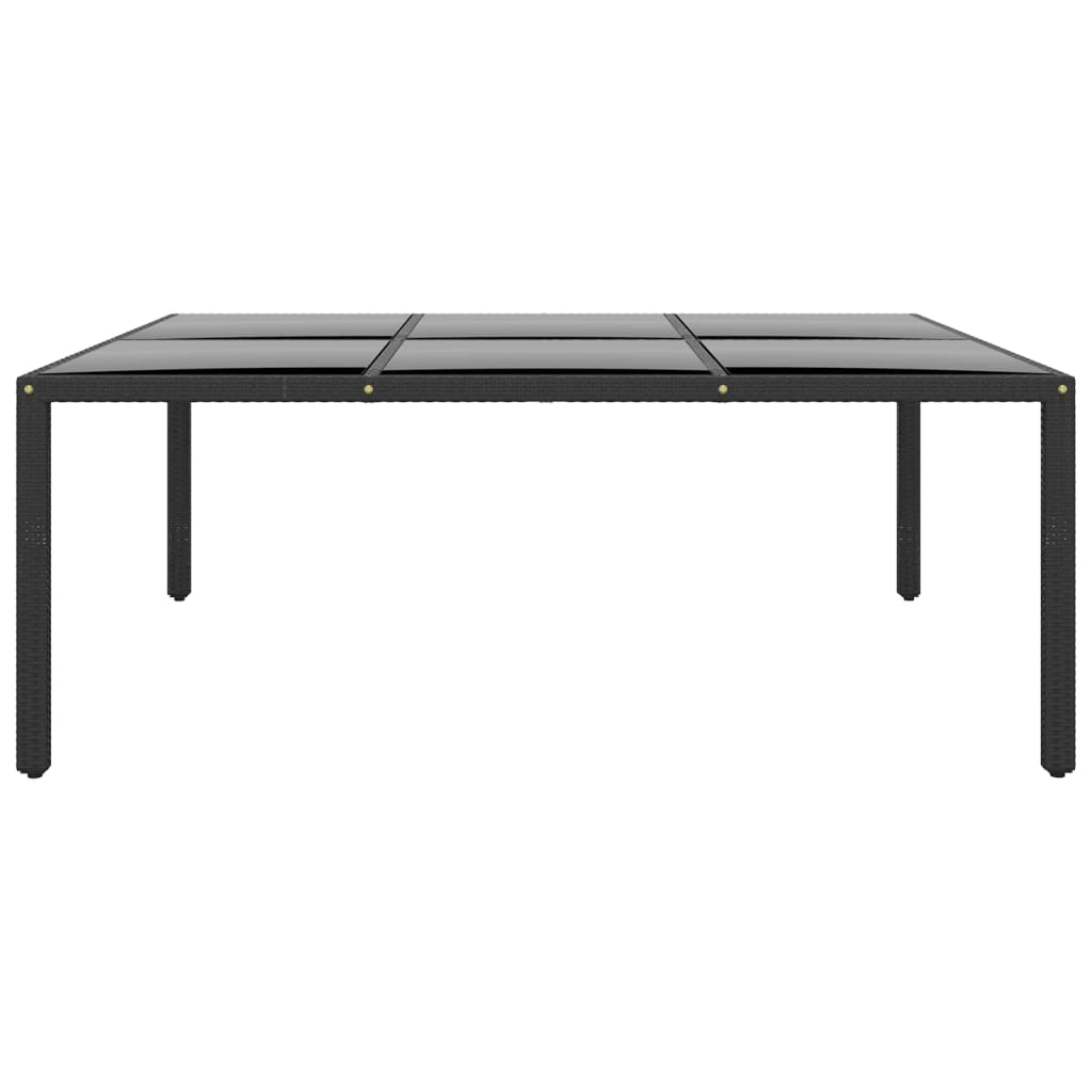 Puutarhapöytä 200x150x75cm karkaistu lasi ja polyrottinki musta - Sisustajankoti.fi