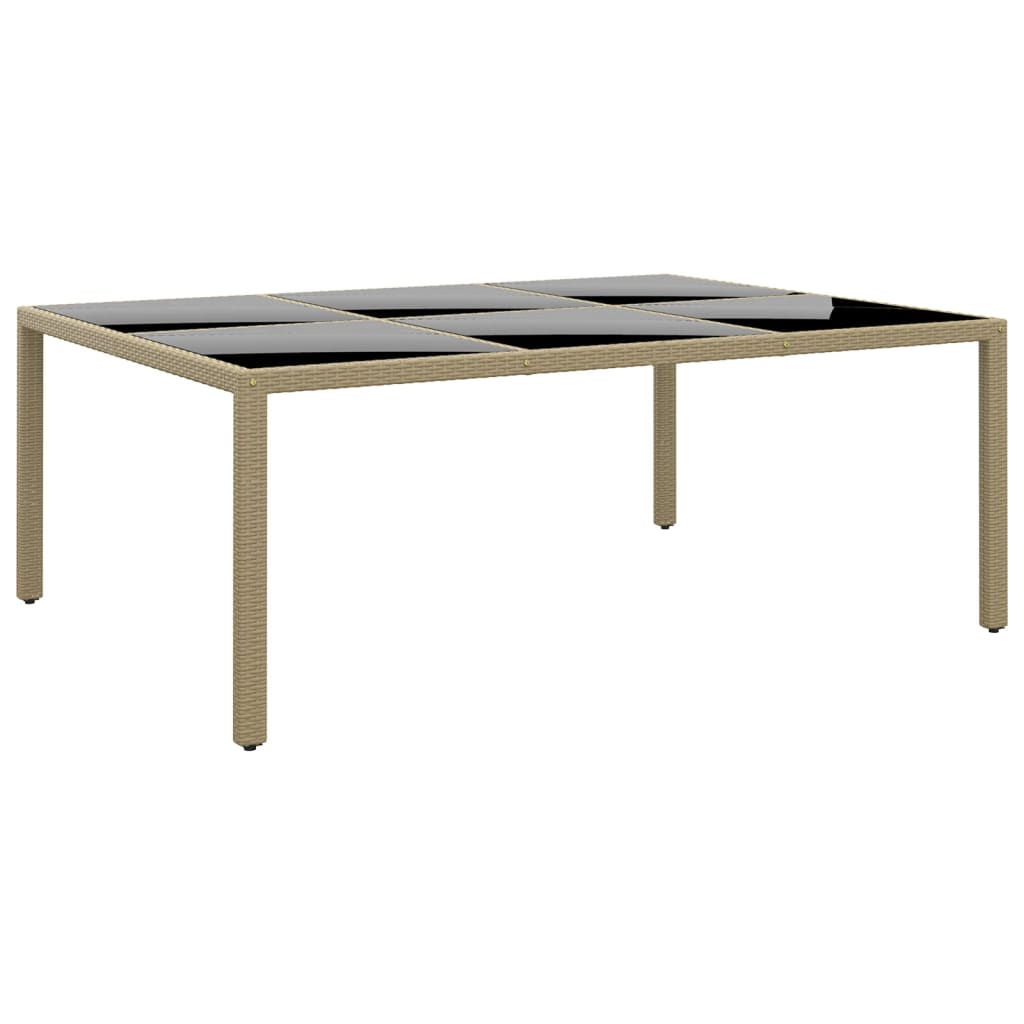 Puutarhapöytä 200x150x75 cm karkaistu lasi/polyrottinki beige - Sisustajankoti.fi