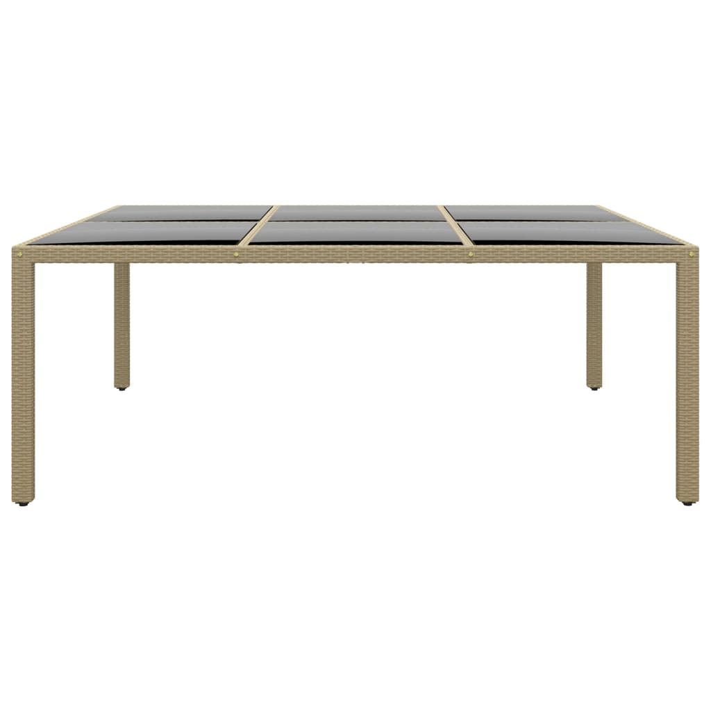 Puutarhapöytä 200x150x75 cm karkaistu lasi/polyrottinki beige - Sisustajankoti.fi