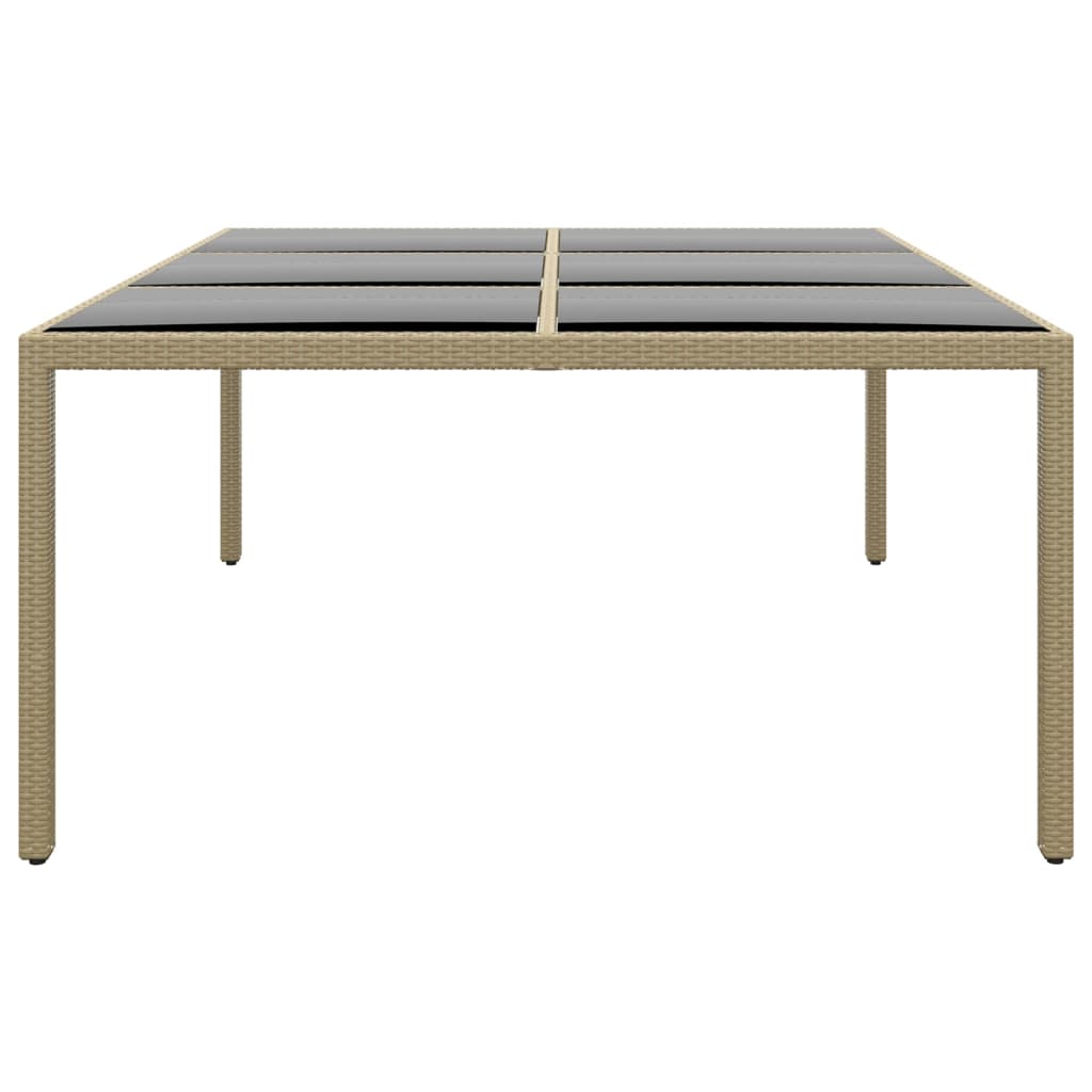 Puutarhapöytä 200x150x75 cm karkaistu lasi/polyrottinki beige - Sisustajankoti.fi