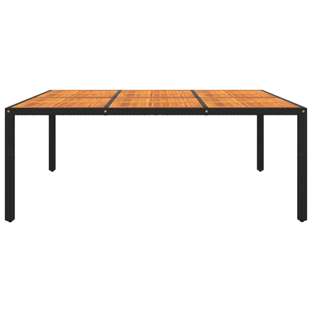 Puutarhapöytä 200x150x75 cm akaasiapuu ja polyrottinki musta - Sisustajankoti.fi