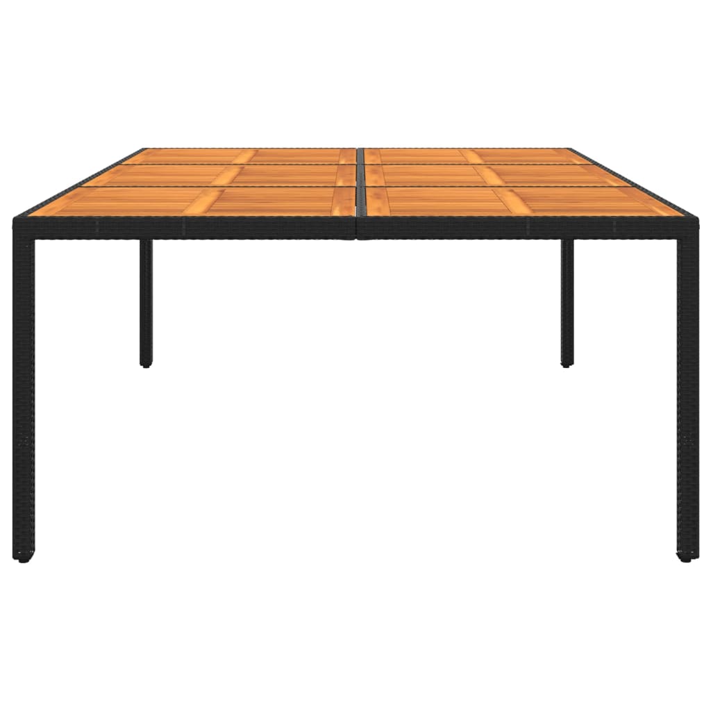 Puutarhapöytä 200x150x75 cm akaasiapuu ja polyrottinki musta - Sisustajankoti.fi