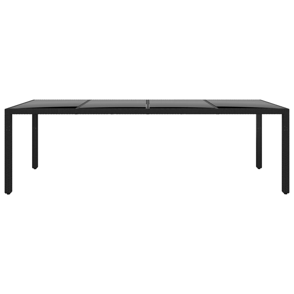 Puutarhapöytä 250x100x75cm karkaistu lasi ja polyrottinki musta - Sisustajankoti.fi