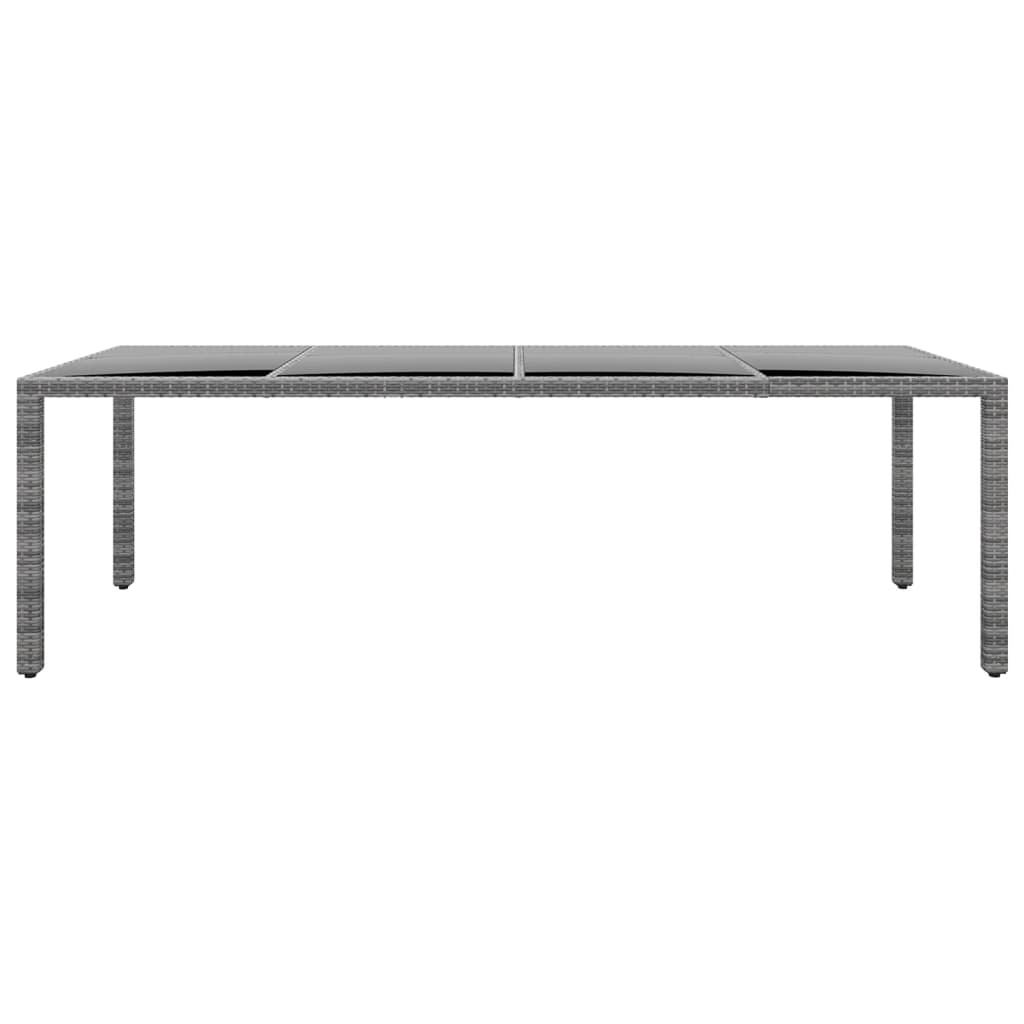 Puutarhapöytä 250x100x75cm karkaistu lasi/polyrottinki harmaa - Sisustajankoti.fi