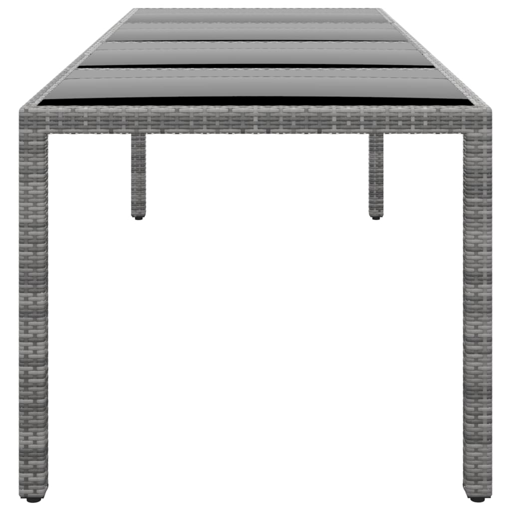 Puutarhapöytä 250x100x75cm karkaistu lasi/polyrottinki harmaa - Sisustajankoti.fi