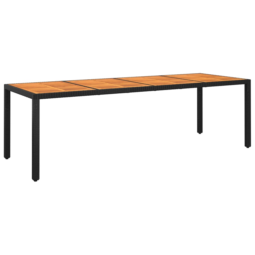 Puutarhapöytä 250x100x75 cm akaasiapuu ja polyrottinki musta - Sisustajankoti.fi