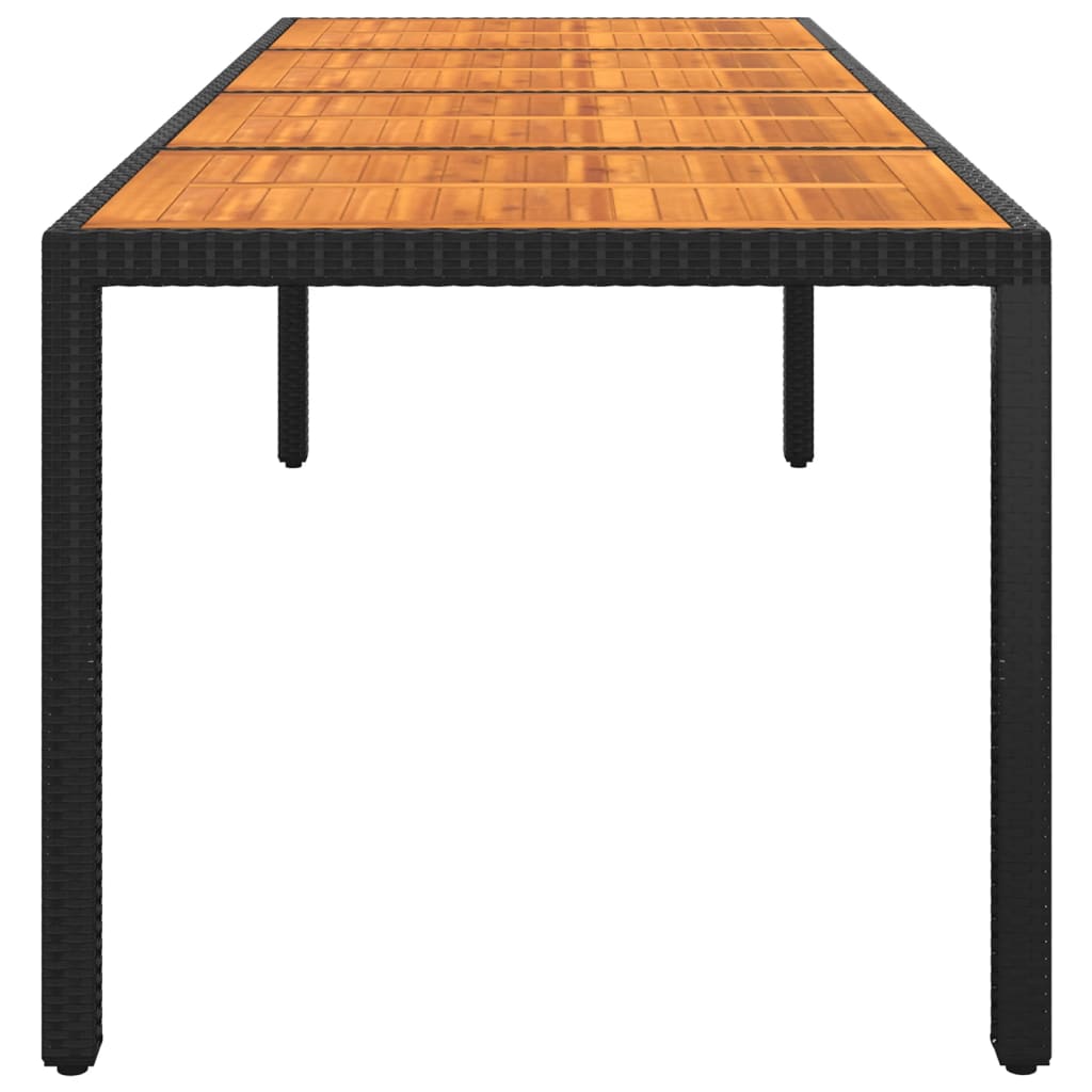 Puutarhapöytä 250x100x75 cm akaasiapuu ja polyrottinki musta - Sisustajankoti.fi