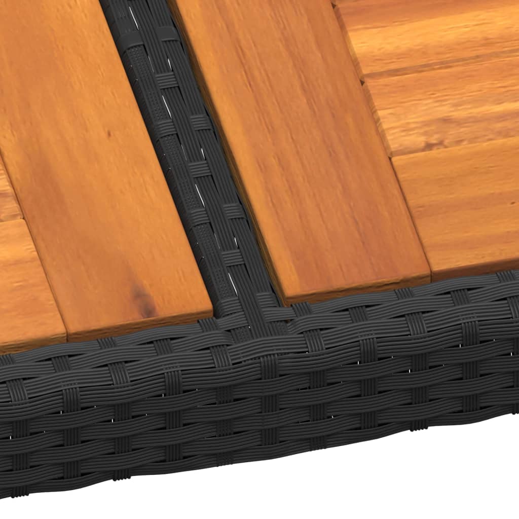 Puutarhapöytä 250x100x75 cm akaasiapuu ja polyrottinki musta - Sisustajankoti.fi