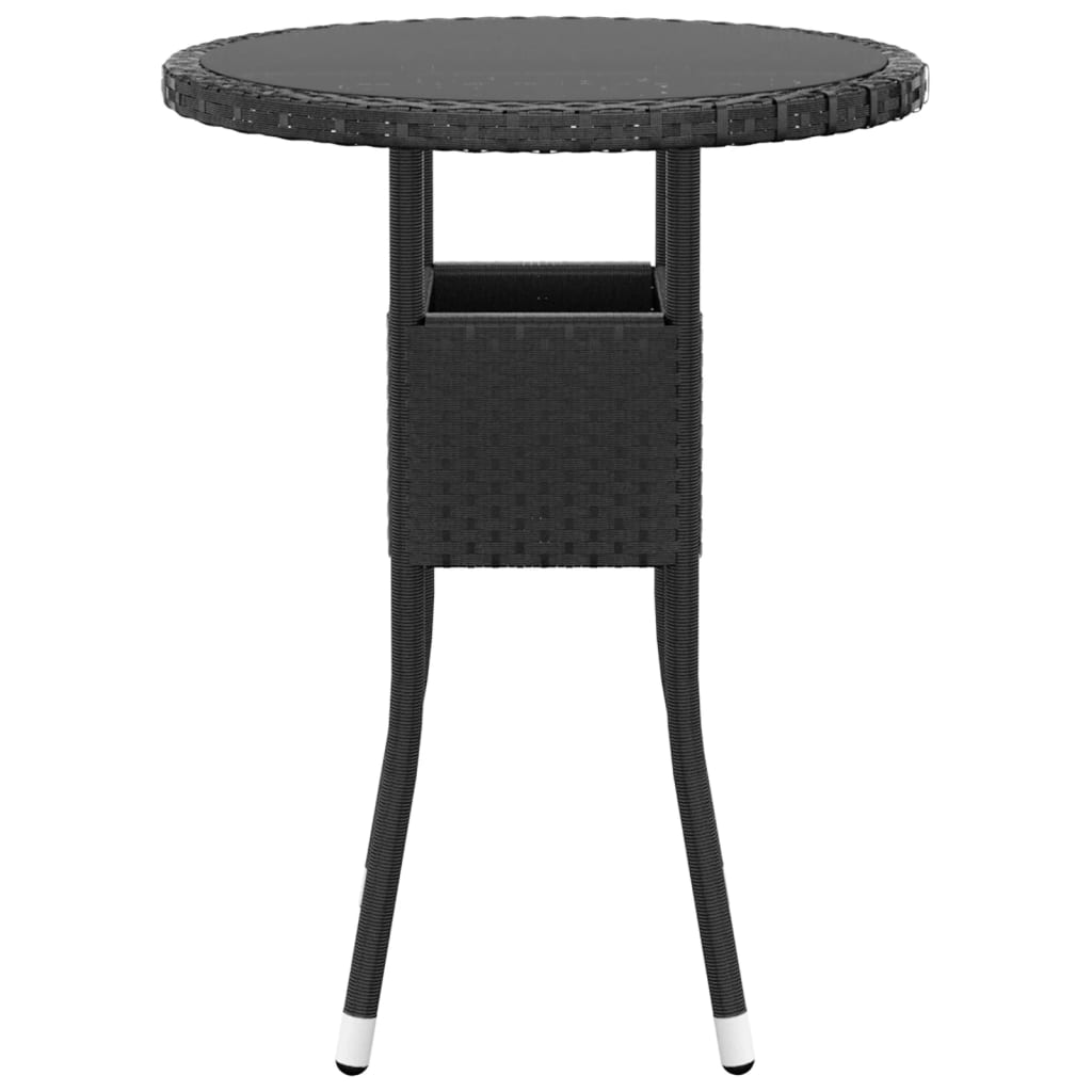 Puutarhapöytä Ø60x75 cm karkaistu lasi ja polyrottinki musta - Sisustajankoti.fi