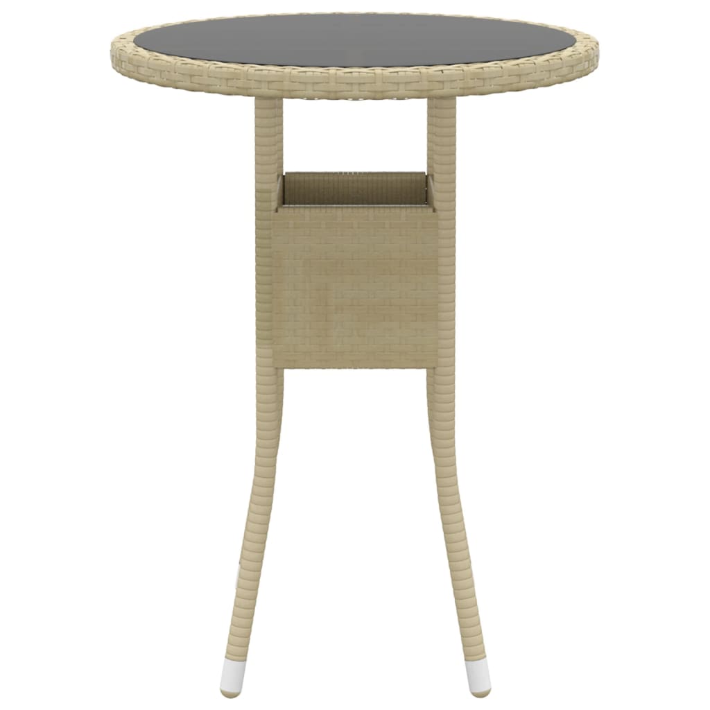 Puutarhapöytä Ø60x75 cm karkaistu lasi ja polyrottinki beige - Sisustajankoti.fi