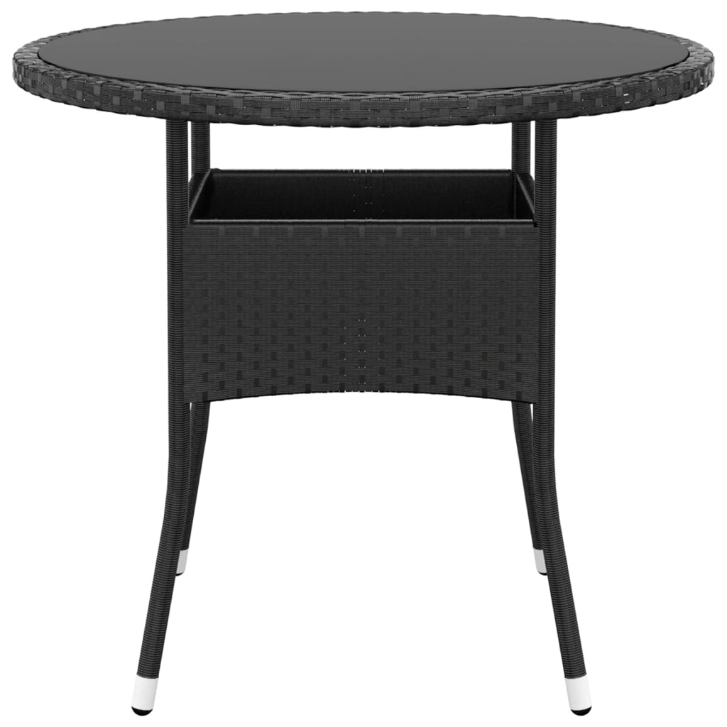 Puutarhapöytä Ø80x75 cm karkaistu lasi ja polyrottinki musta - Sisustajankoti.fi