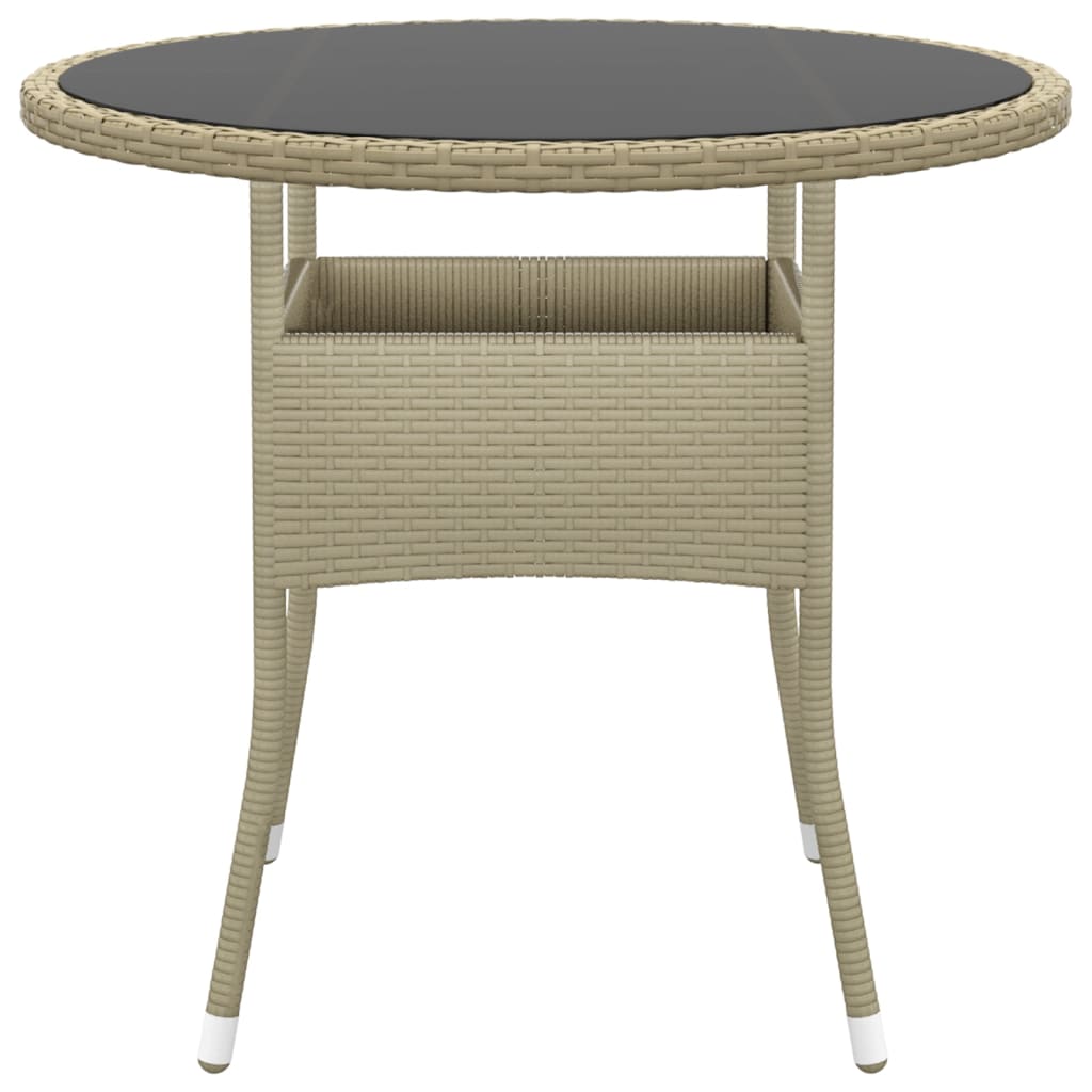 Puutarhapöytä Ø80x75 cm karkaistu lasi ja polyrottinki beige - Sisustajankoti.fi