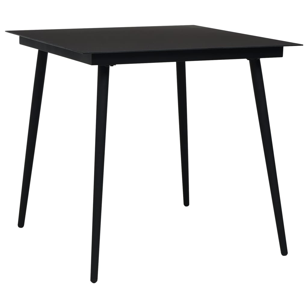 Puutarhan ruokapöytä musta 80x80x74 cm teräs ja lasi - Sisustajankoti.fi