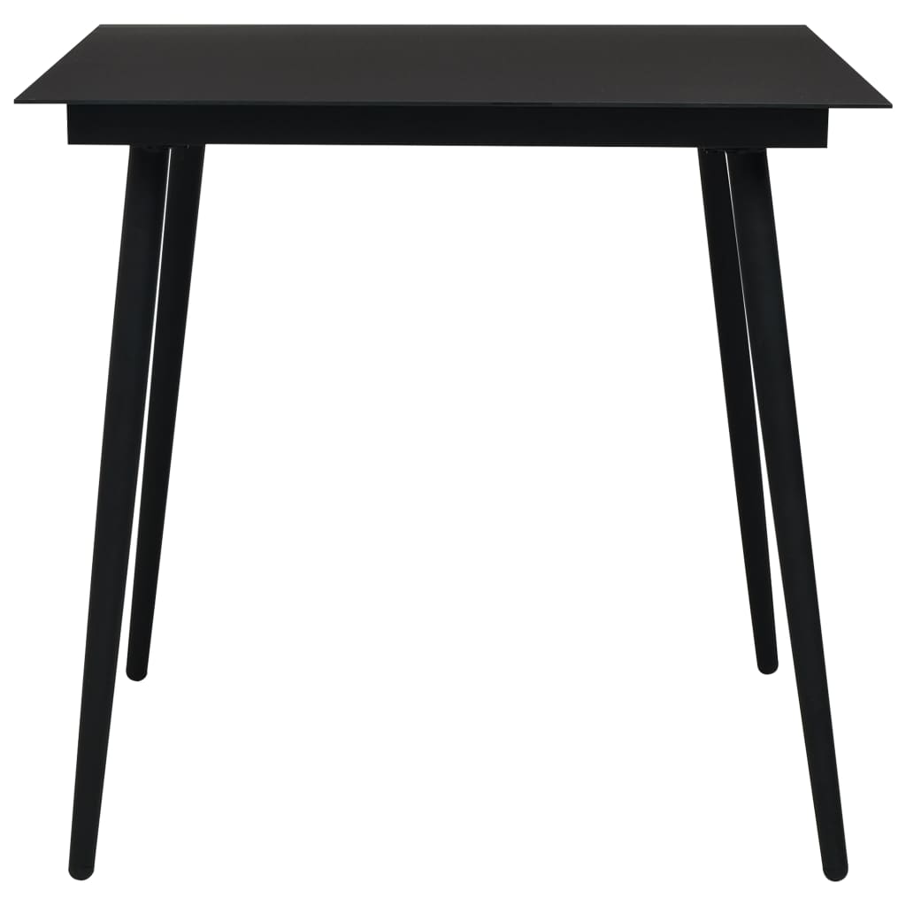 Puutarhan ruokapöytä musta 80x80x74 cm teräs ja lasi - Sisustajankoti.fi